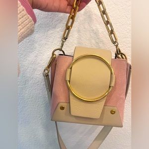 Yuzefi Delia Pink Suede and Cream Mini Bag